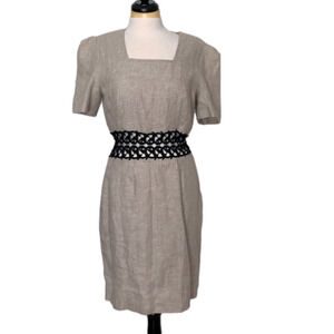 Vintage Montefiore Cutout Linen Dress Size